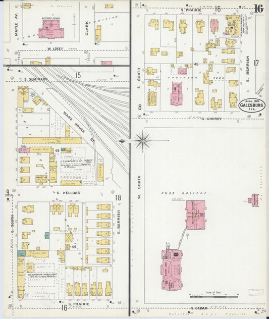 Sanborn Fire Insurance Map from Galesburg, Knox County, Illinois (1906), Sheet #0016 - Historic Sanborn Fire Insurance Map Print, vintage old map wall art, antique decor, genealogy gift, Illinois Illinois map