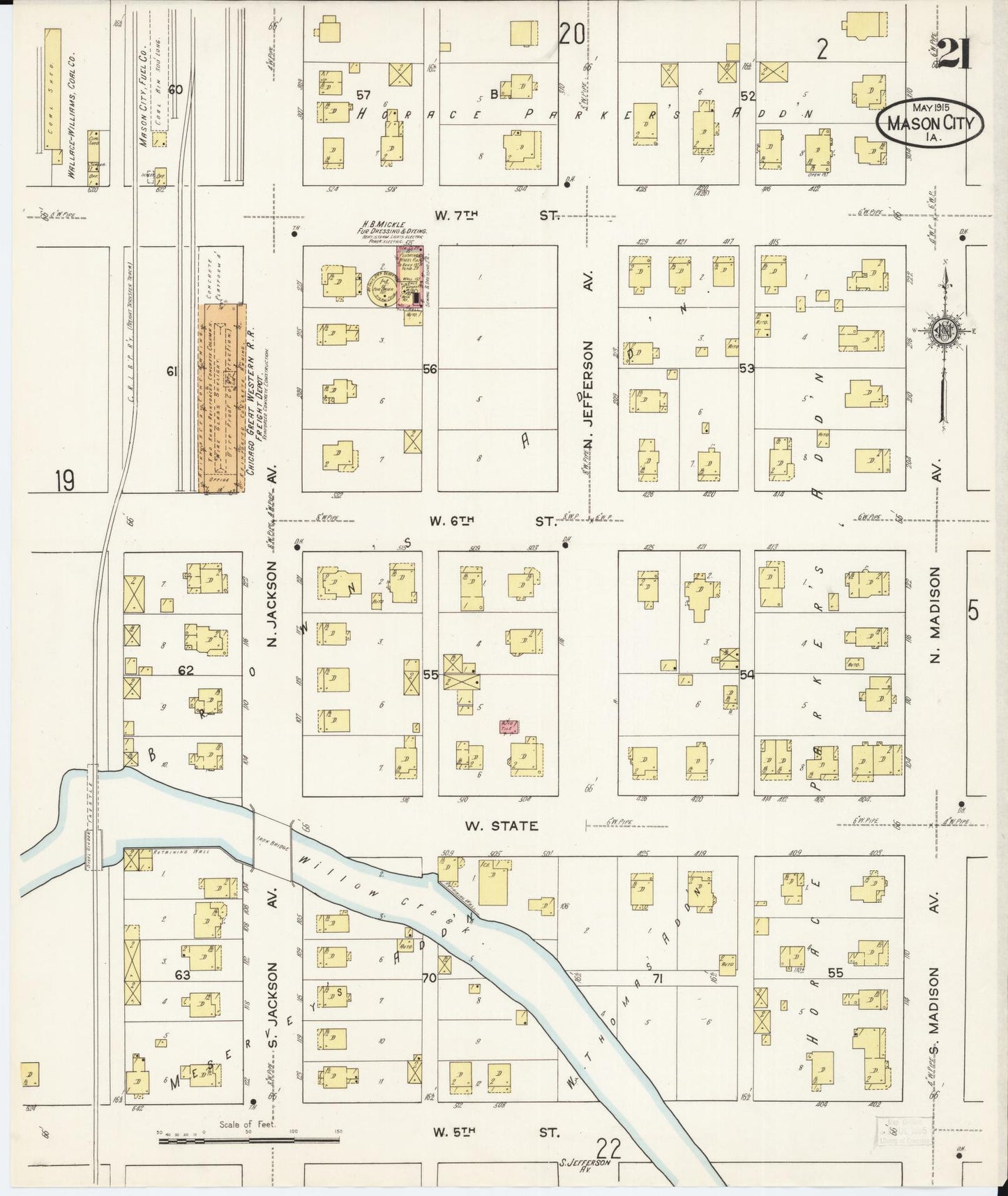 Sanborn Fire Insurance Map from Mason City, Cerro Gordo County, Iowa (1915), Sheet #0021 - Historic Sanborn Fire Insurance Map Print