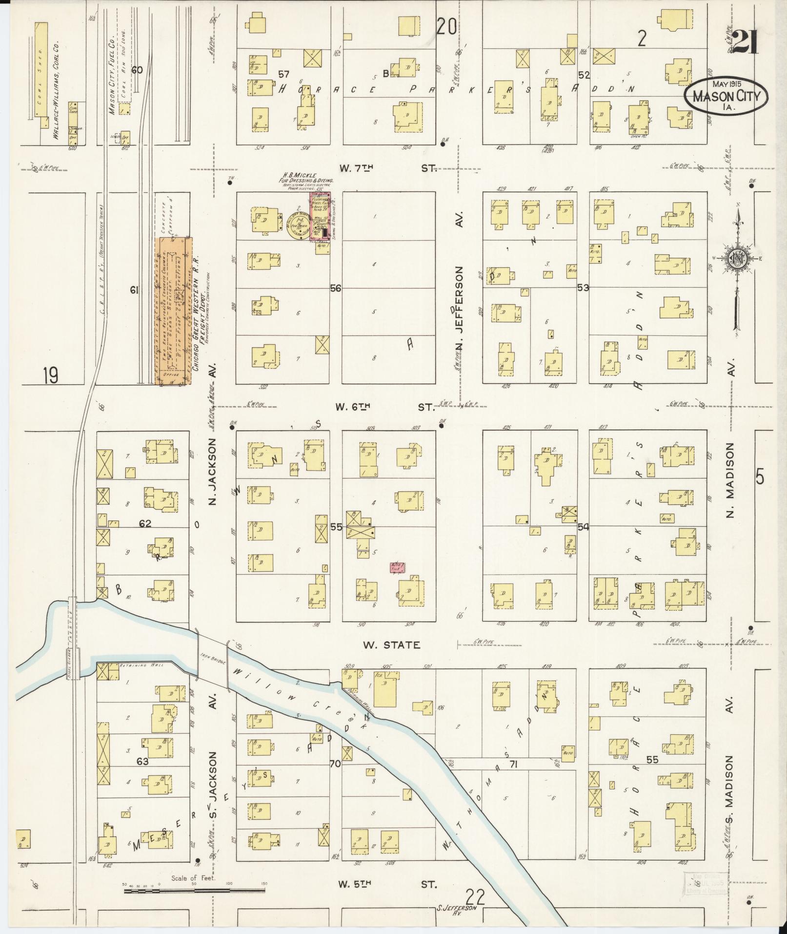 Sanborn Fire Insurance Map from Mason City, Cerro Gordo County, Iowa (1915), Sheet #0021 - Historic Sanborn Fire Insurance Map Print