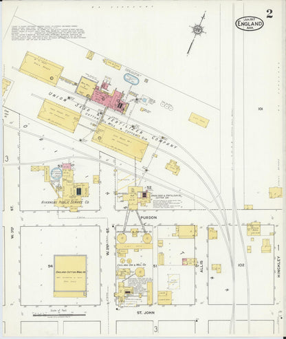 Sanborn Fire Insurance Map from England, Lonoke County, Arkansas (1917), Sheet #0002 - Complete Map Set gallery image, historic Sanborn map, vintage wall art, Arkansas Arkansas