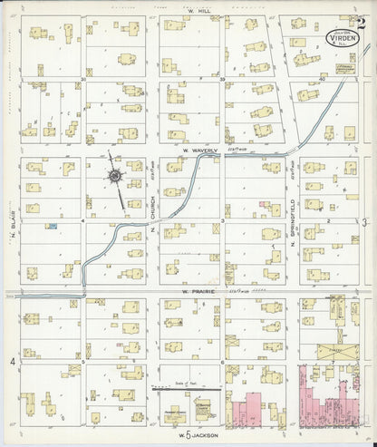 Sanborn Fire Insurance Map from Virden, Macoupin County, Illinois (1914), Sheet #0002 - Complete Map Set gallery image, historic Sanborn map, vintage wall art, Illinois Illinois