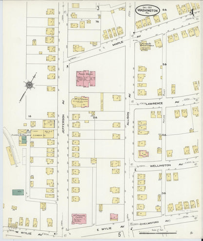 Sanborn Fire Insurance Map from Washington, Washington County, Pennsylvania (1909), Sheet #0004 - Complete Map Set gallery image, historic Sanborn map, vintage wall art, Sanborn Fire Insurance Map from Washington Washington