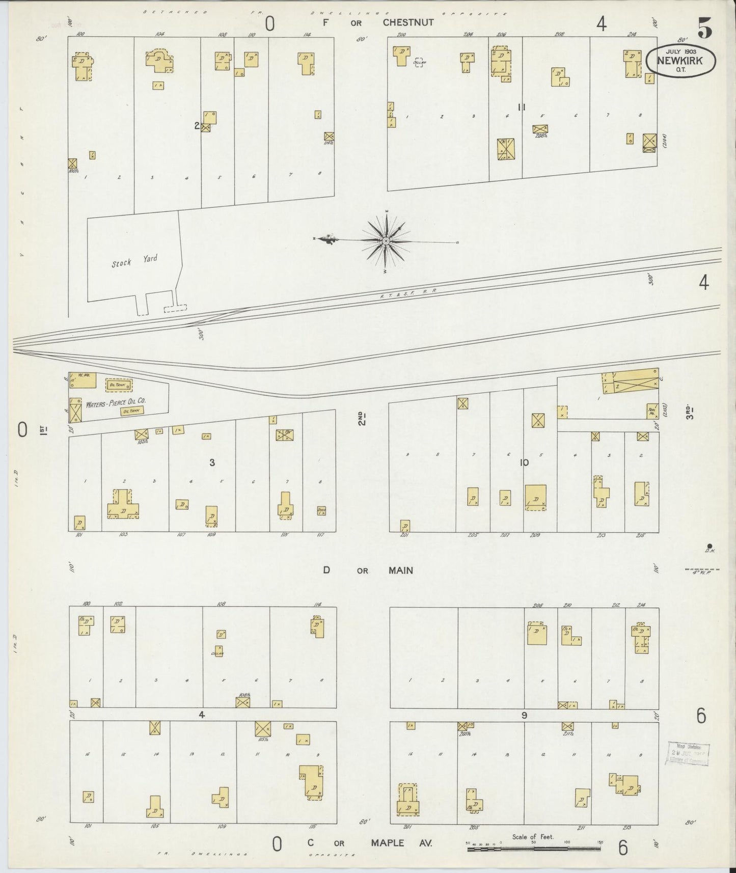 Sanborn Fire Insurance Map from Newkirk, Kay County, Oklahoma (1903), Sheet #0005 - Complete Map Set gallery image, historic Sanborn map, vintage wall art, Oklahoma Oklahoma