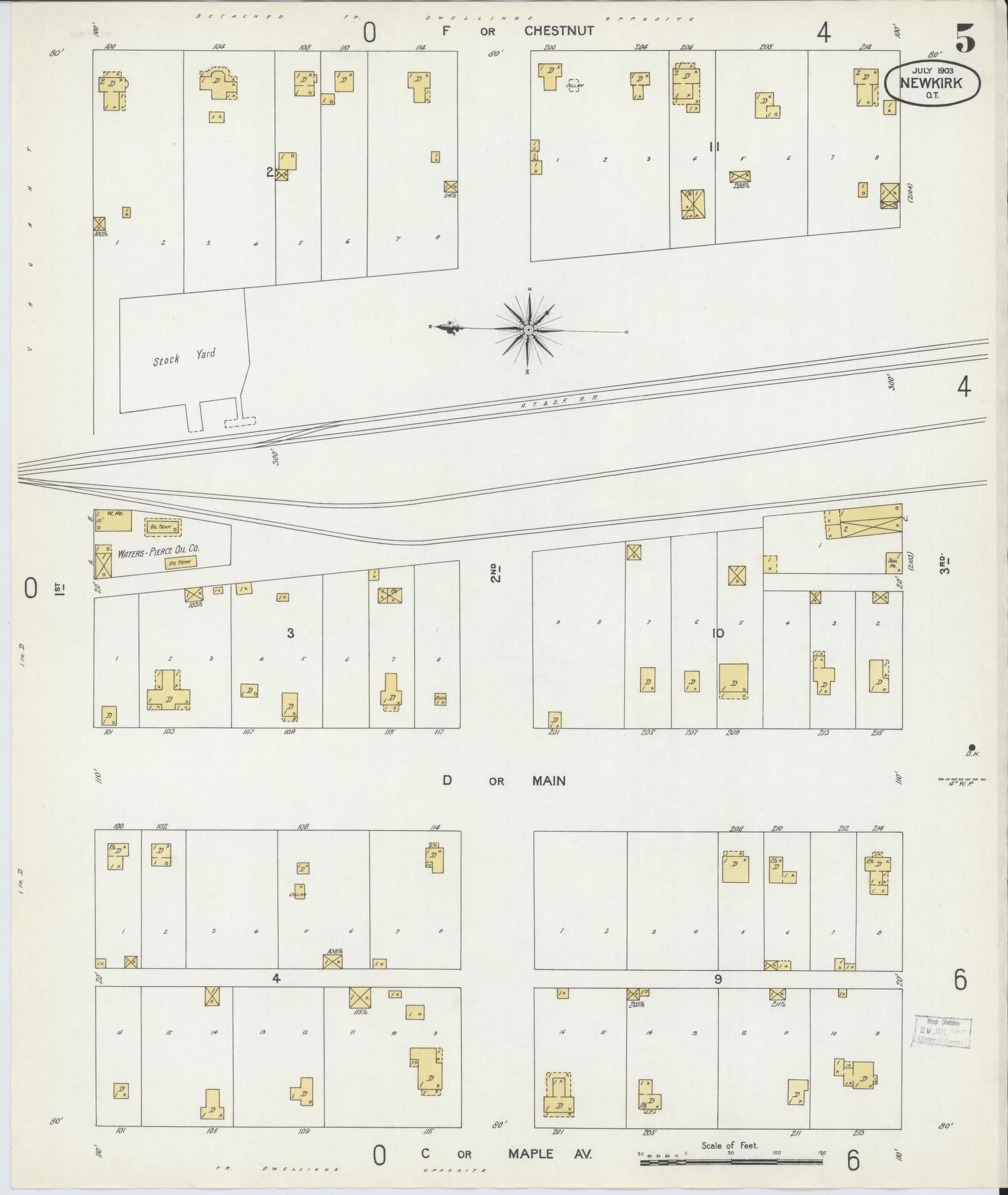 Sanborn Fire Insurance Map from Newkirk, Kay County, Oklahoma (1903), Sheet #0005 - Complete Map Set gallery image, historic Sanborn map, vintage wall art, Oklahoma Oklahoma