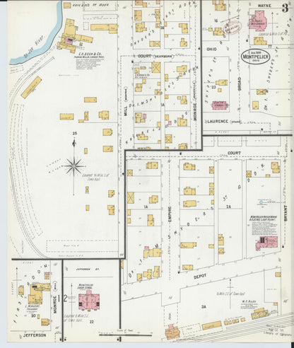 Sanborn Fire Insurance Map from Montpelier, Williams County, Ohio (1899), Sheet #0003 - Historic Sanborn Fire Insurance Map Print, vintage old map wall art, antique decor, genealogy gift, Ohio Ohio map