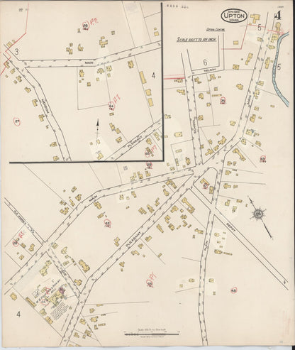 Sanborn Fire Insurance Map from Upton, Worcester County, Massachusetts (1945), Sheet #0004 - Historic Sanborn Fire Insurance Map Print, vintage old map wall art, antique decor, genealogy gift, Massachusetts Massachusetts map