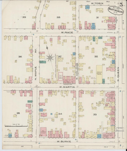 Sanborn Fire Insurance Map from Martinsburg, Berkeley County, West Virginia (1885), Sheet #0005 - Complete Map Set gallery image, historic Sanborn map, vintage wall art, West Virginia West Virginia