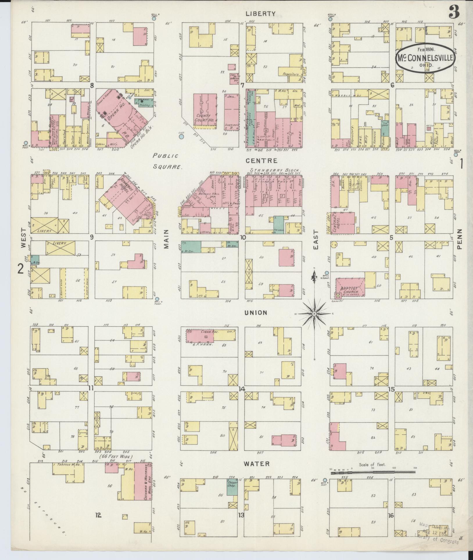 Sanborn Fire Insurance Map from McConnelsville, Morgan County, Ohio (1896), Sheet #0003 - Historic Sanborn Fire Insurance Map Print, vintage old map wall art, antique decor, genealogy gift, Ohio Ohio map
