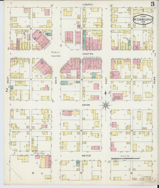 Sanborn Fire Insurance Map from McConnelsville, Morgan County, Ohio (1896), Sheet #0003 - Historic Sanborn Fire Insurance Map Print, vintage old map wall art, antique decor, genealogy gift, Ohio Ohio map