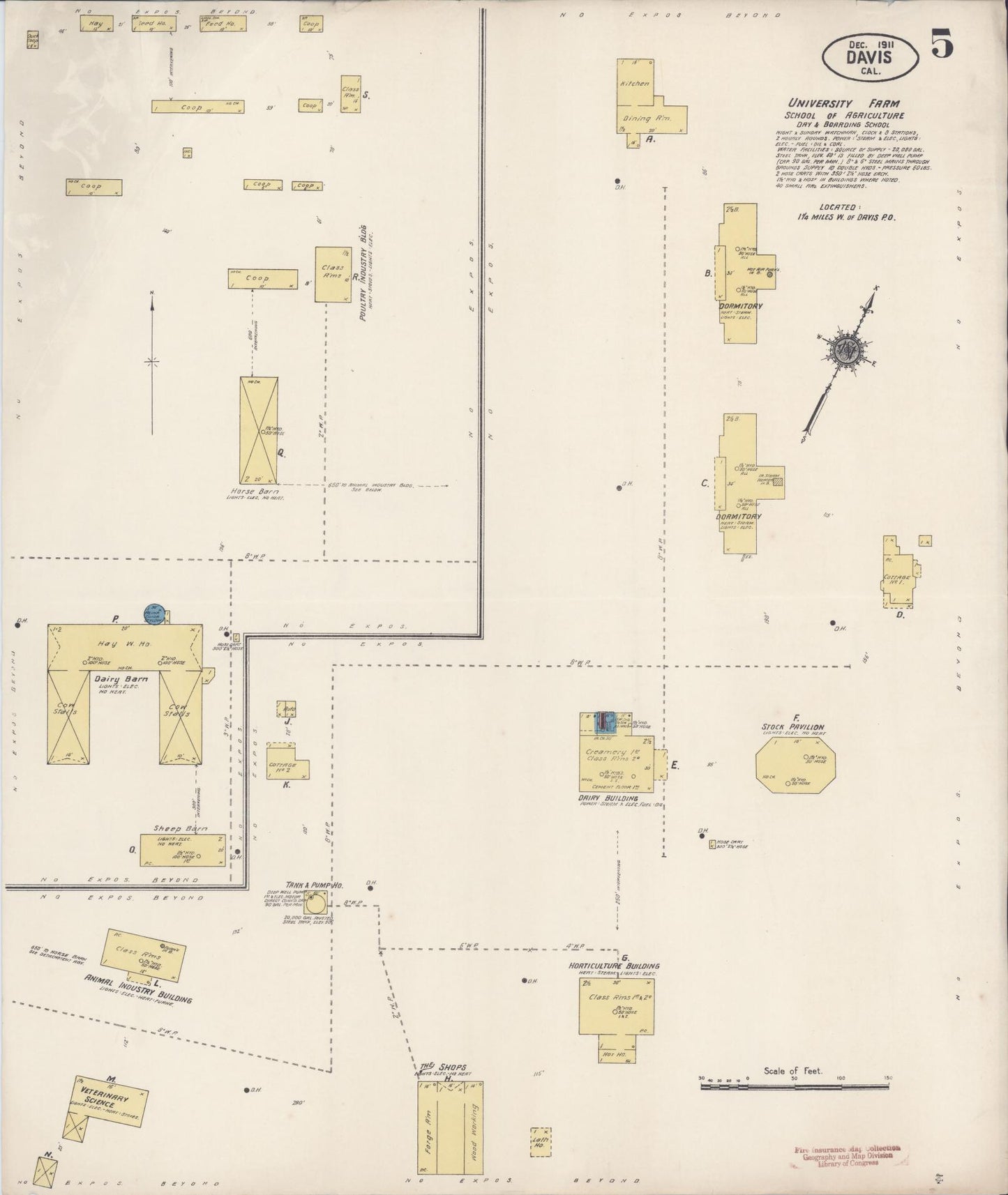 Sanborn Fire Insurance Map from Davis, Yolo County, California (1911), Sheet #0005 - Complete Map Set gallery image, historic Sanborn map, vintage wall art, California California