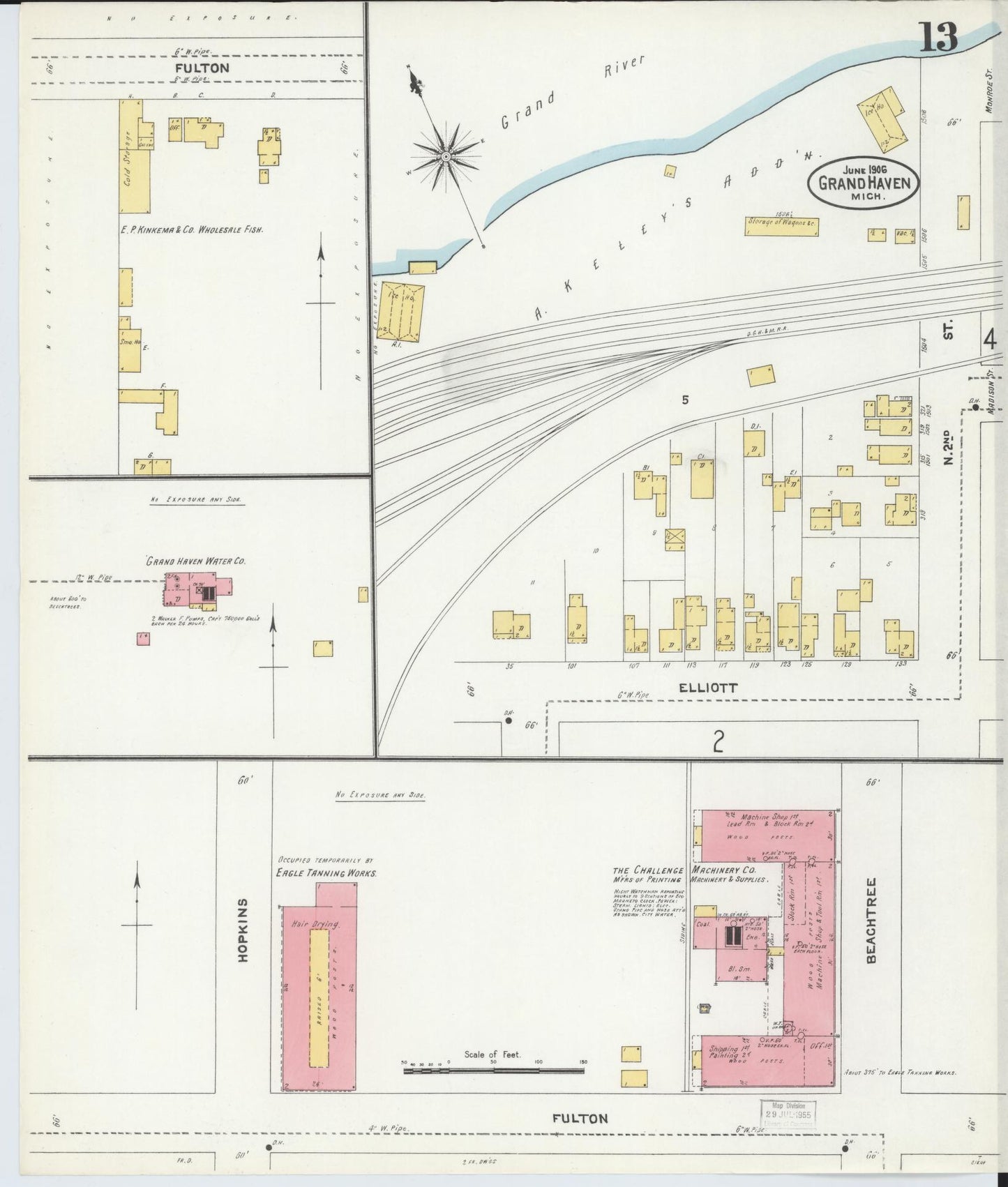 Sanborn Fire Insurance Map from Grand Haven, Ottawa County, Michigan (1906), Sheet #0013 - Complete Map Set gallery image, historic Sanborn map, vintage wall art, Michigan Michigan