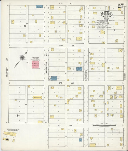Sanborn Fire Insurance Map from Casper, Natrona County, Wyoming (1921), Sheet #0028 - Complete Map Set gallery image, historic Sanborn map, vintage wall art, Wyoming Wyoming