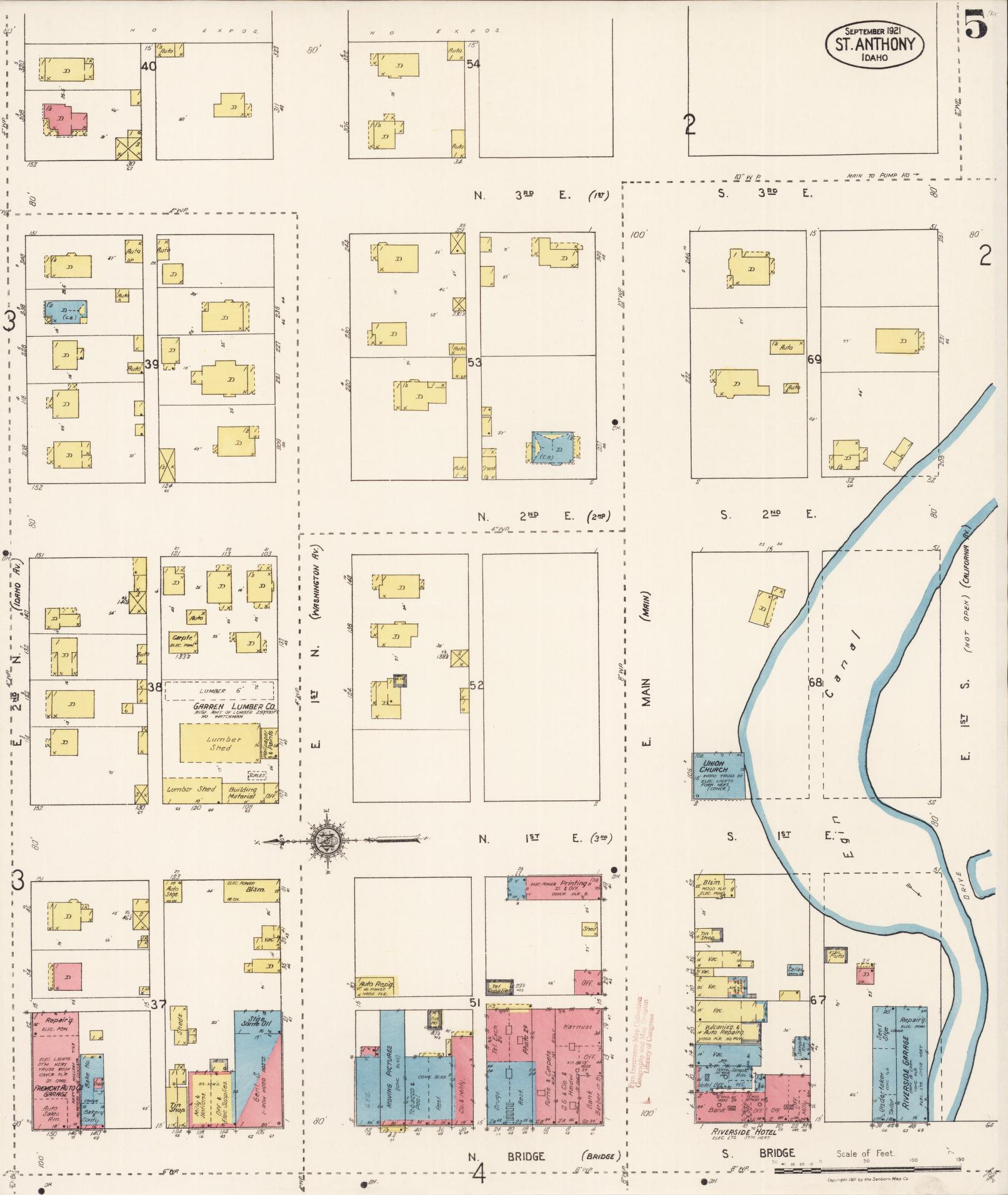 Sanborn Fire Insurance Map from Saint Anthony, Fremont County, Idaho (1921), Sheet #0005 - Complete Map Set gallery image, historic Sanborn map, vintage wall art, Idaho Idaho