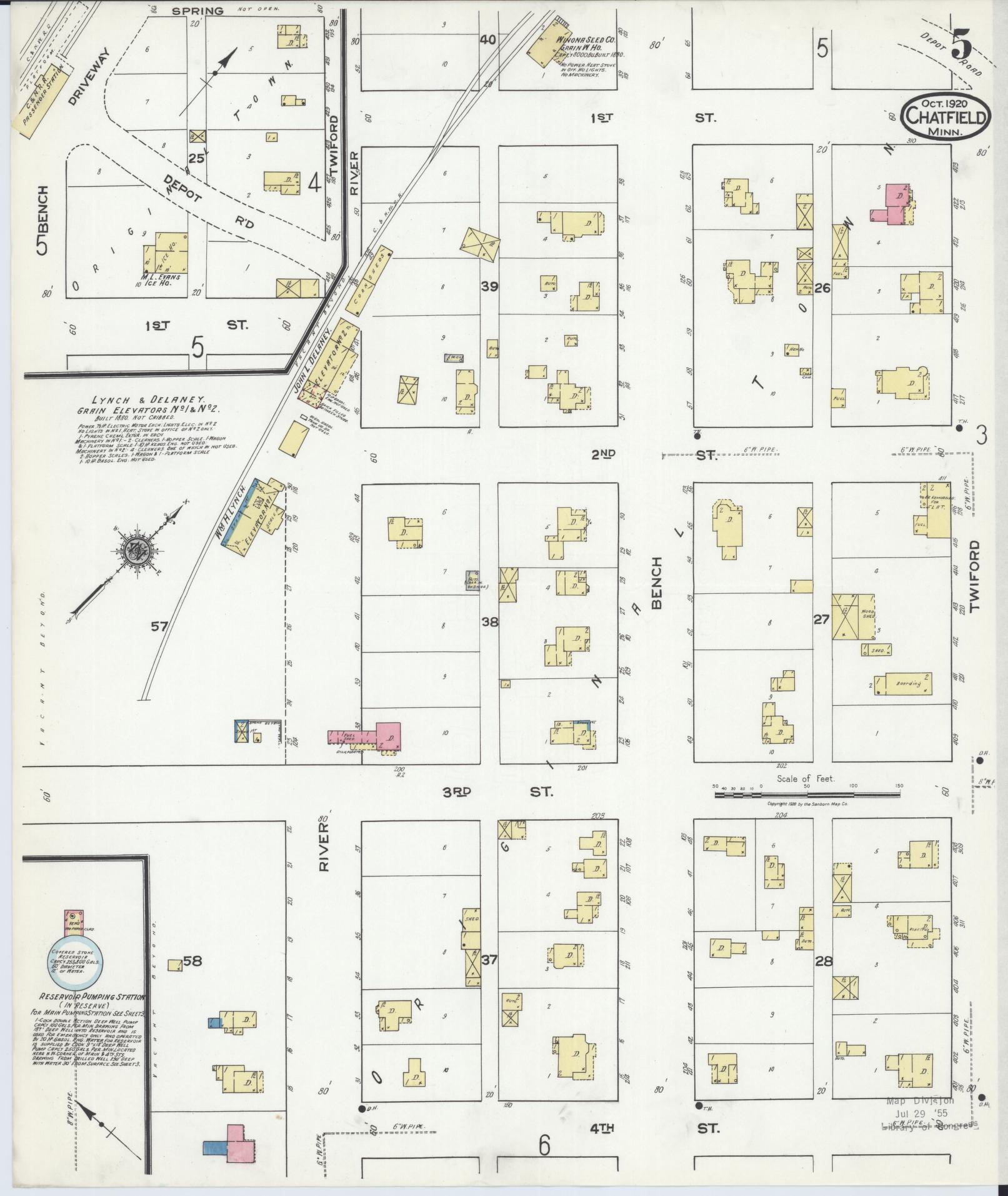 Sanborn Fire Insurance Map from Chatfield, Fillmore And Olmsted Counties, Minnesota (1920), Sheet #0005 - Historic Sanborn Fire Insurance Map Print, vintage old map wall art, antique decor, genealogy gift, Minnesota Minnesota map
