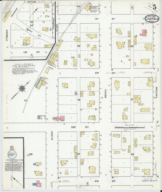 Sanborn Fire Insurance Map from Chatfield, Fillmore And Olmsted Counties, Minnesota (1920), Sheet #0005 - Historic Sanborn Fire Insurance Map Print, vintage old map wall art, antique decor, genealogy gift, Minnesota Minnesota map