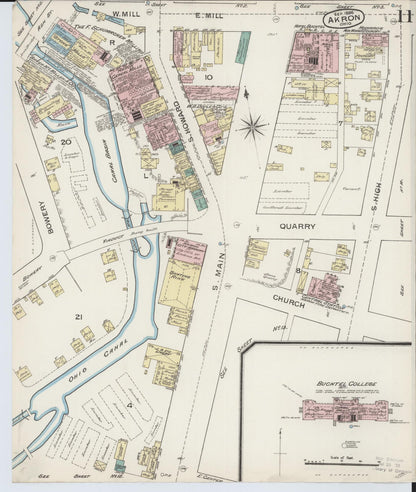 Sanborn Fire Insurance Map from Akron, Summit County, Ohio (1886), Sheet #0011 - Historic Sanborn Fire Insurance Map Print, vintage old map wall art, antique decor, genealogy gift, Ohio Ohio map