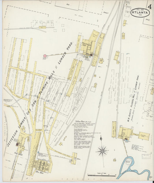 Sanborn Fire Insurance Map from Atlanta, Cass County, Texas (1890), Sheet #0004 - Historic Sanborn Fire Insurance Map Print, vintage old map wall art, antique decor, genealogy gift, Texas Texas map