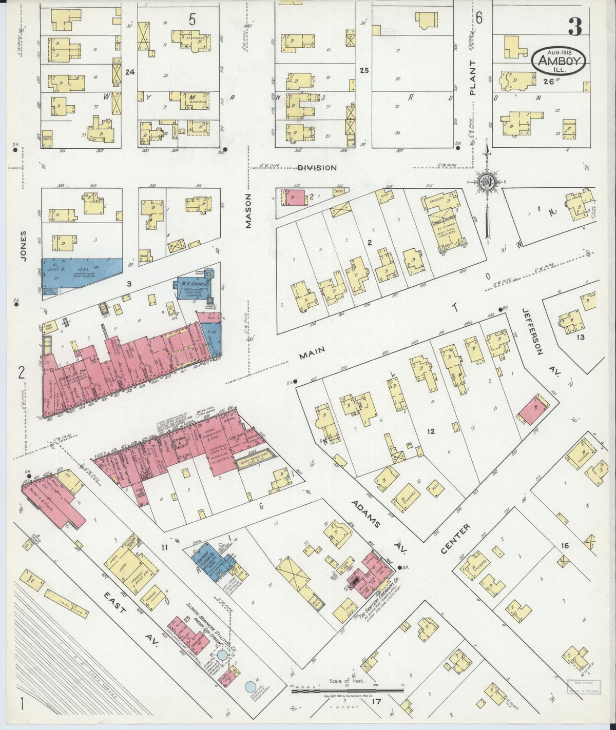 Sanborn Fire Insurance Map from Amboy, Lee County, Illinois (1918), Sheet #0003 - Complete Map Set gallery image, historic Sanborn map, vintage wall art, Illinois Illinois