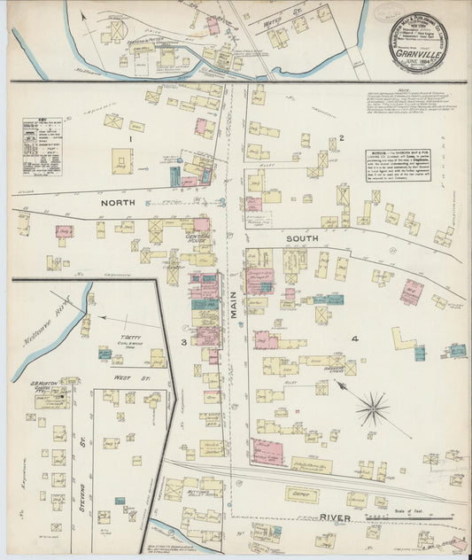Sanborn Fire Insurance Map from Granville, Washington County, New York (1884), Sheet #0001 - Historic Sanborn Fire Insurance Map Print, vintage old map wall art, antique decor, genealogy gift, New York New York map