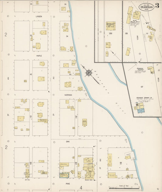 Sanborn Fire Insurance Map from Okanogan, Okanogan County, Washington (1915), Sheet #0003 - Historic Sanborn Fire Insurance Map Print, vintage old map wall art, antique decor, genealogy gift, Washington Washington map