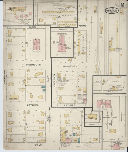 Sanborn Fire Insurance Map from Abingdon, Knox County, Illinois (1893), Sheet #0002 - Complete Map Set gallery image, historic Sanborn map, vintage wall art, Illinois Illinois