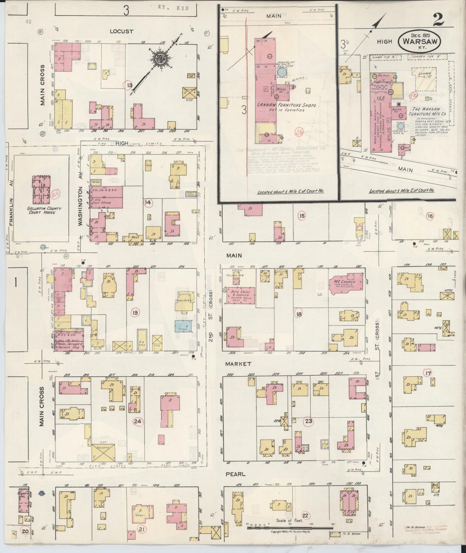 Sanborn Fire Insurance Map from Warsaw, Gallatm County, Kentucky (1938), Sheet #0002 - Complete Map Set gallery image, historic Sanborn map, vintage wall art, Kentucky Kentucky