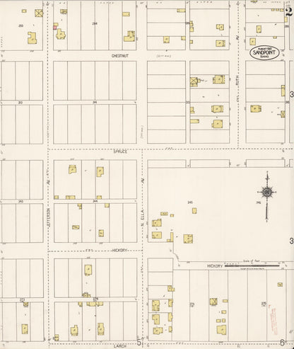 Sanborn Fire Insurance Map from Sandpoint, Bonner County, Idaho (1921), Sheet #0002 - Complete Map Set gallery image, historic Sanborn map, vintage wall art, Idaho Idaho