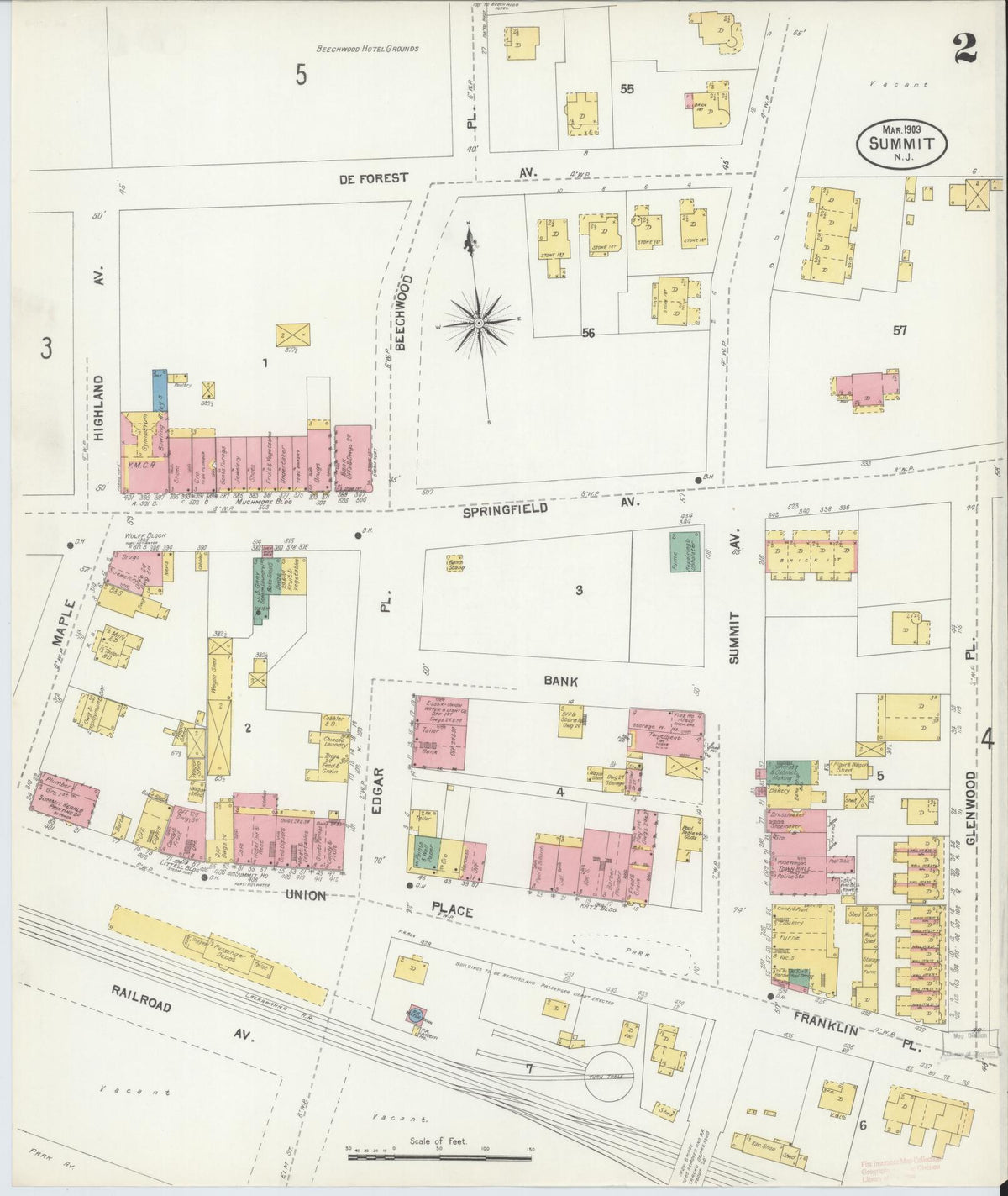 Sanborn Fire Insurance Map from Summit, Union County, New Jersey (1903), Sheet #0002 - Complete Map Set gallery image, historic Sanborn map, vintage wall art, New Jersey New Jersey