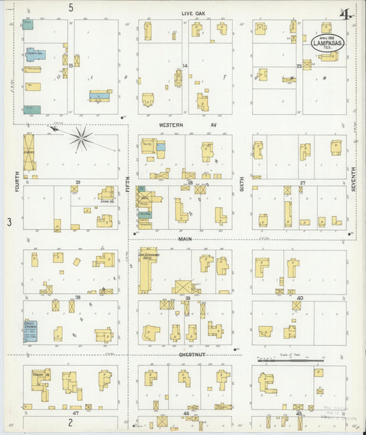 Sanborn Fire Insurance Map from Lampasas, Lampasas County, Texas (1902), Sheet #0004 - Historic Sanborn Fire Insurance Map Print, vintage old map wall art, antique decor, genealogy gift, Texas Texas map