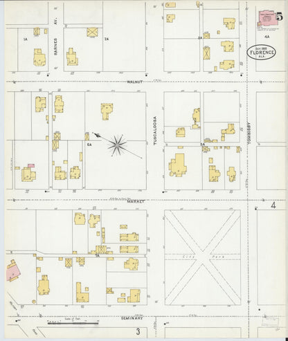 Sanborn Fire Insurance Map from Florence, Lauderdale County, Alabama (1905), Sheet #0005 - Complete Map Set gallery image, historic Sanborn map, vintage wall art, Alabama Alabama