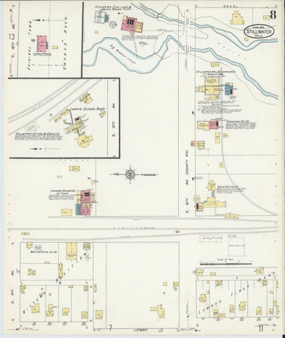 Sanborn Fire Insurance Map from Stillwater, Payne County, Oklahoma (1913), Sheet #0008 - Complete Map Set gallery image, historic Sanborn map, vintage wall art, Oklahoma Oklahoma