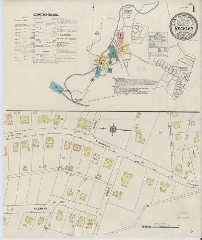 Sanborn Fire Insurance Map from Beckley, Raleigh County, West Virginia (1911), Sheet #0001 - Complete Map Set gallery image, historic Sanborn map, vintage wall art, West Virginia West Virginia