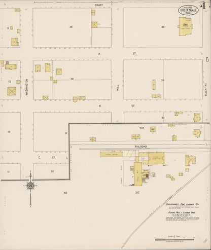 Sanborn Fire Insurance Map from Goldendale, Klickitat County, Washington (1922), Sheet #0004 - Complete Map Set gallery image, historic Sanborn map, vintage wall art, Washington Washington