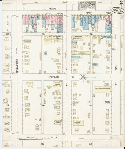 Sanborn Fire Insurance Map from Newton, Harvey County, Kansas (1884), Sheet #0002 - Complete Map Set gallery image, historic Sanborn map, vintage wall art, Kansas Kansas