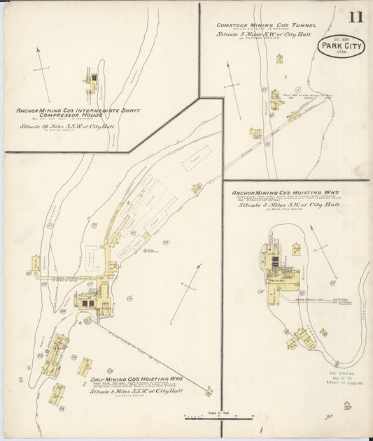 Sanborn Fire Insurance Map from Park City, Summit County, Utah (1889), Sheet #0011 - Historic Sanborn Fire Insurance Map Print, vintage old map wall art, antique decor, genealogy gift, Utah Utah map