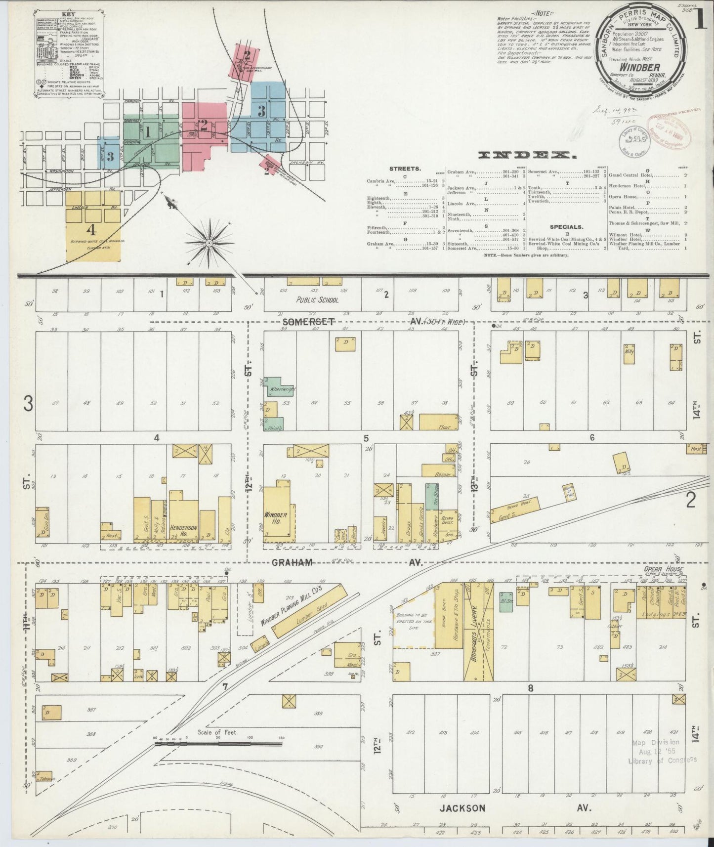 Sanborn Fire Insurance Map from Windber, Somerset County, Pennsylvania (1899), Sheet #0001 - Complete Map Set gallery image, historic Sanborn map, vintage wall art, Pennsylvania Pennsylvania