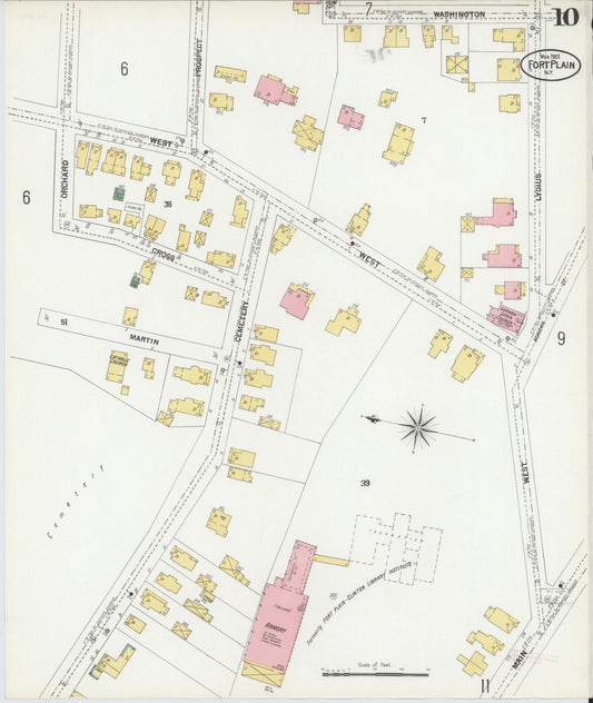 Sanborn Fire Insurance Map from Fort Plain, Montgomery County, New York (1901), Sheet #0010 - Historic Sanborn Fire Insurance Map Print, vintage old map wall art, antique decor, genealogy gift, New York New York map