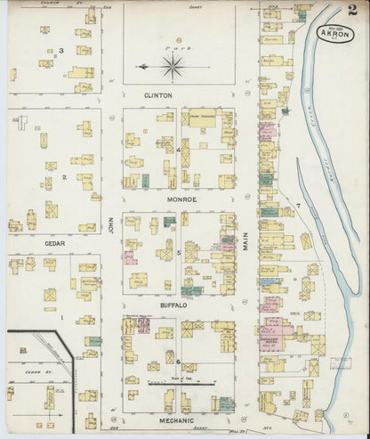 Sanborn Fire Insurance Map from Akron, Erie County, New York (1889), Sheet #0002 - Complete Map Set gallery image, historic Sanborn map, vintage wall art, New York New York