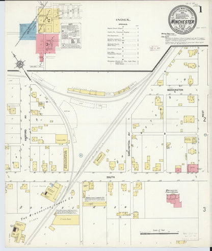 Sanborn Fire Insurance Map from Winchester, Adams County, Ohio (1912), Sheet #0001 - Historic Sanborn Fire Insurance Map Print, vintage old map wall art, antique decor, genealogy gift, Ohio Ohio map