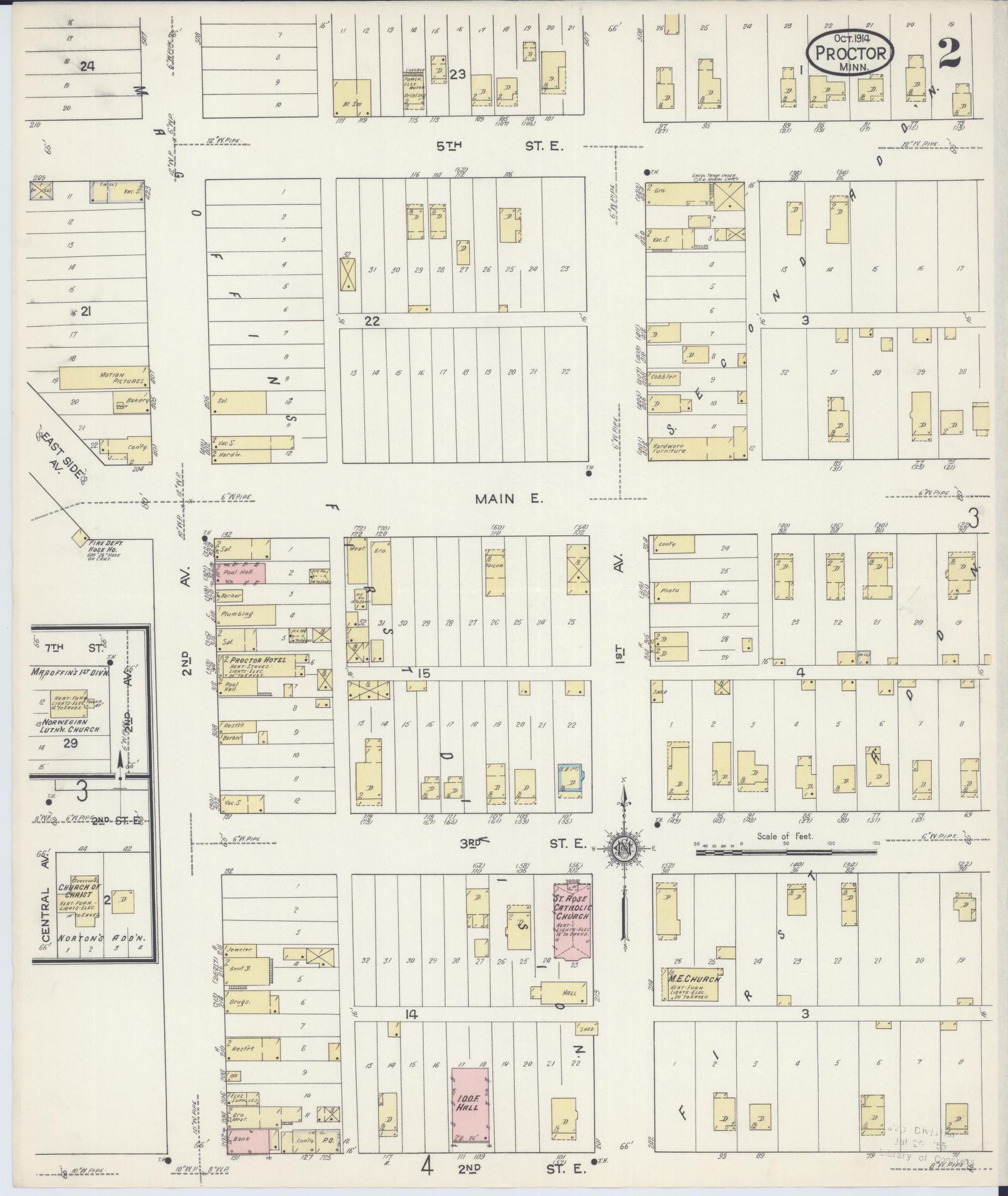 Sanborn Fire Insurance Map from Proctor, Saint Louis County, Minnesota (1914), Sheet #0002 - Complete Map Set gallery image, historic Sanborn map, vintage wall art, Minnesota Minnesota