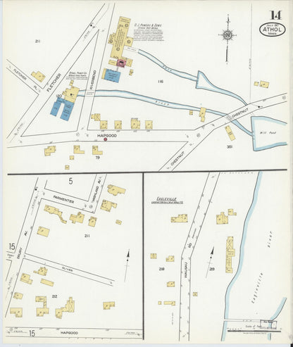 Sanborn Fire Insurance Map from Athol, Worcester County, Massachusetts (1917), Sheet #0014 - Complete Map Set gallery image, historic Sanborn map, vintage wall art, Massachusetts Massachusetts