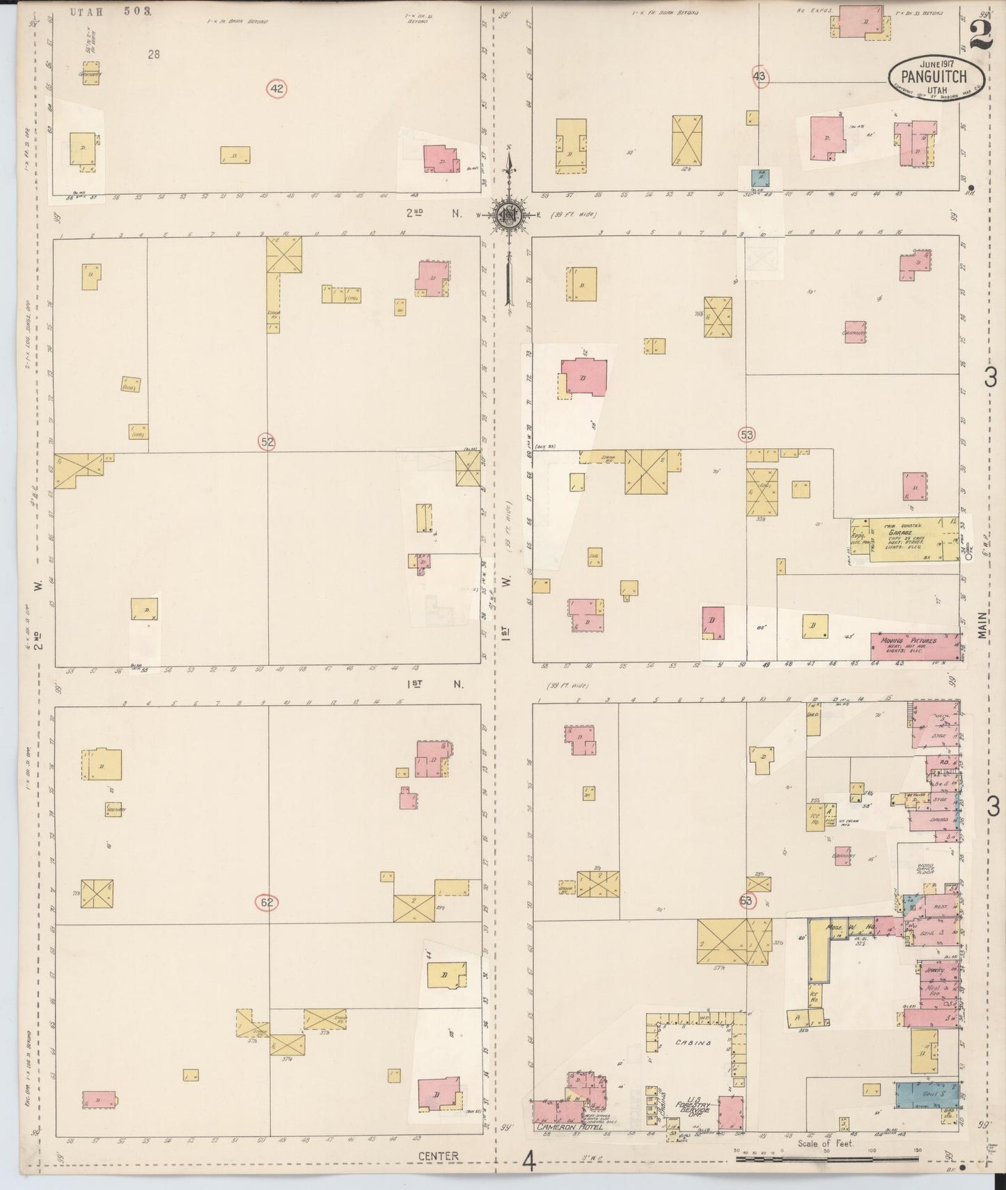 Sanborn Fire Insurance Map from Panguitch, Garfield County, Utah (1931), Sheet #0002 - Complete Map Set gallery image, historic Sanborn map, vintage wall art, Utah Utah