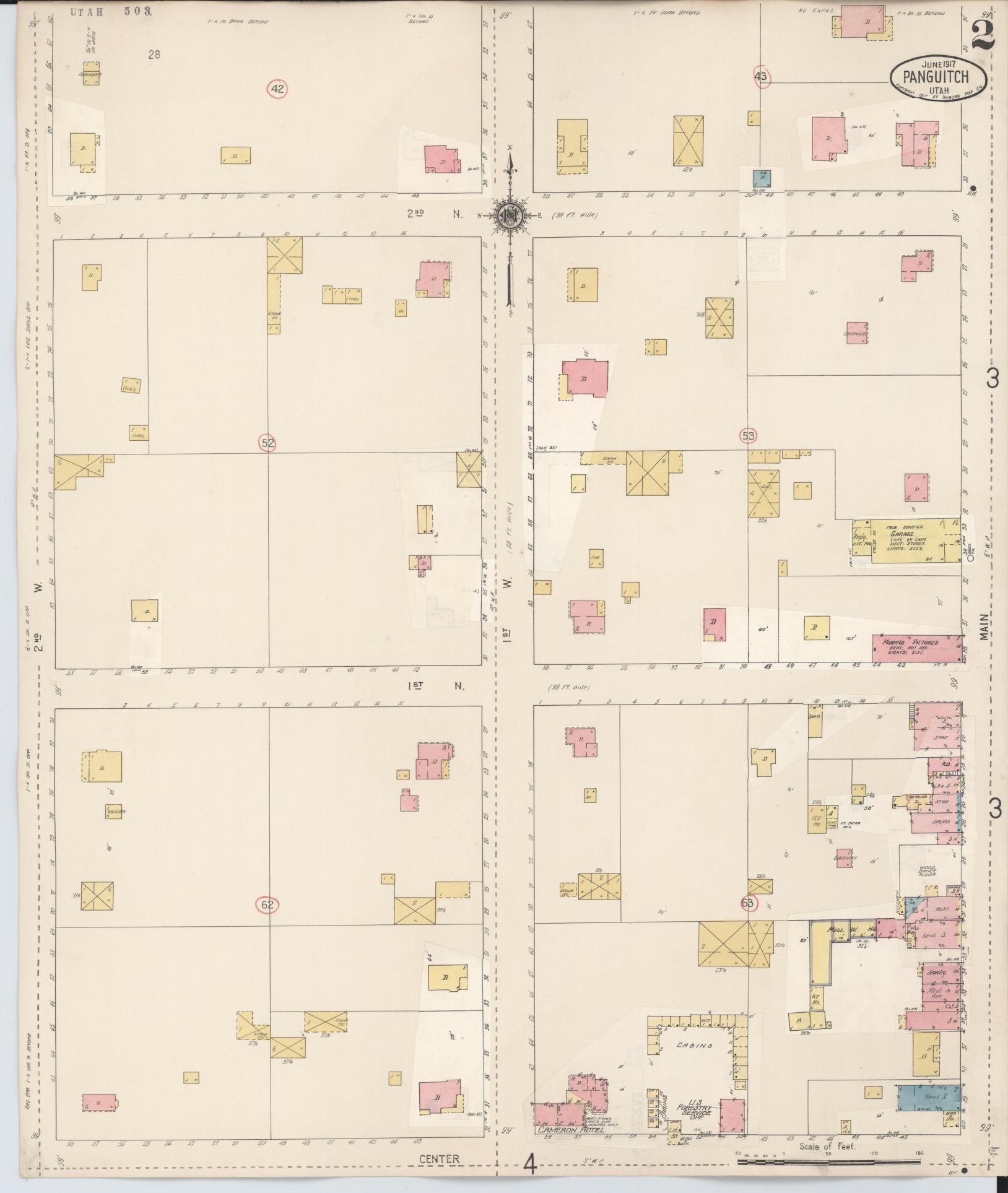 Sanborn Fire Insurance Map from Panguitch, Garfield County, Utah (1931), Sheet #0002 - Complete Map Set gallery image, historic Sanborn map, vintage wall art, Utah Utah