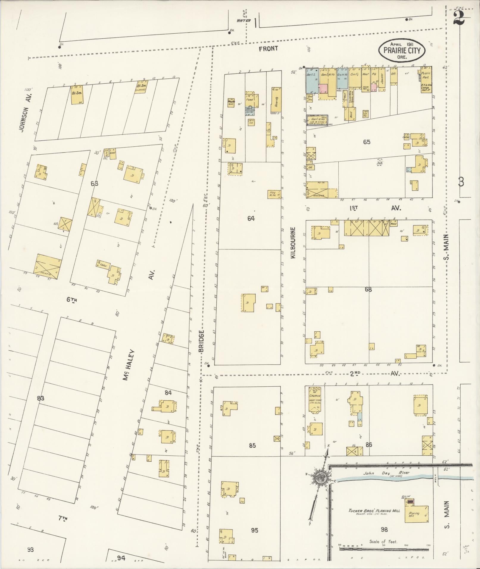Sanborn Fire Insurance Map from Prairie City, Grant County, Oregon (1911), Sheet #0002 - Complete Map Set gallery image, historic Sanborn map, vintage wall art, Oregon Oregon