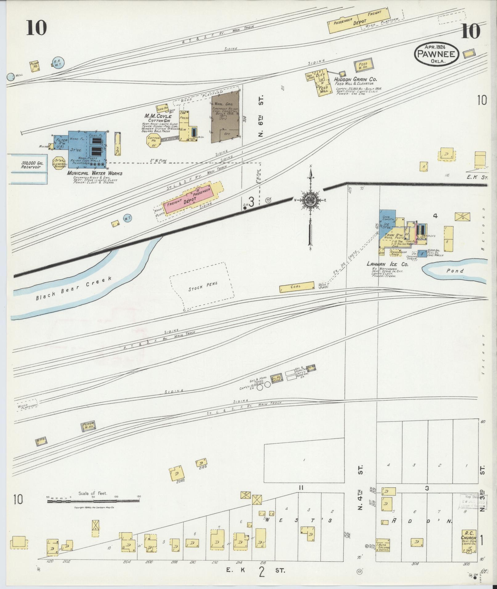 Sanborn Fire Insurance Map from Pawnee, Pawnee County, Oklahoma (1924), Sheet #0010 - Complete Map Set gallery image, historic Sanborn map, vintage wall art, Oklahoma Oklahoma