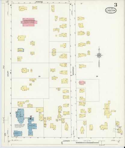Sanborn Fire Insurance Map from Canton, St. Lawrence County, New York (1913), Sheet #0003 - Complete Map Set gallery image, historic Sanborn map, vintage wall art, New York New York