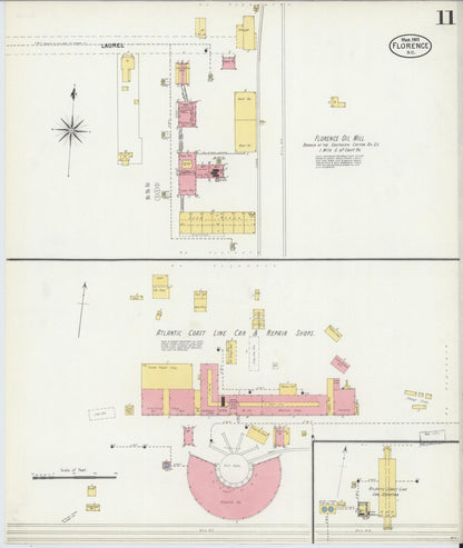 Sanborn Fire Insurance Map from Florence, Florence County, South Carolina (1903), Sheet #0011 - Complete Map Set gallery image, historic Sanborn map, vintage wall art, South Carolina South Carolina