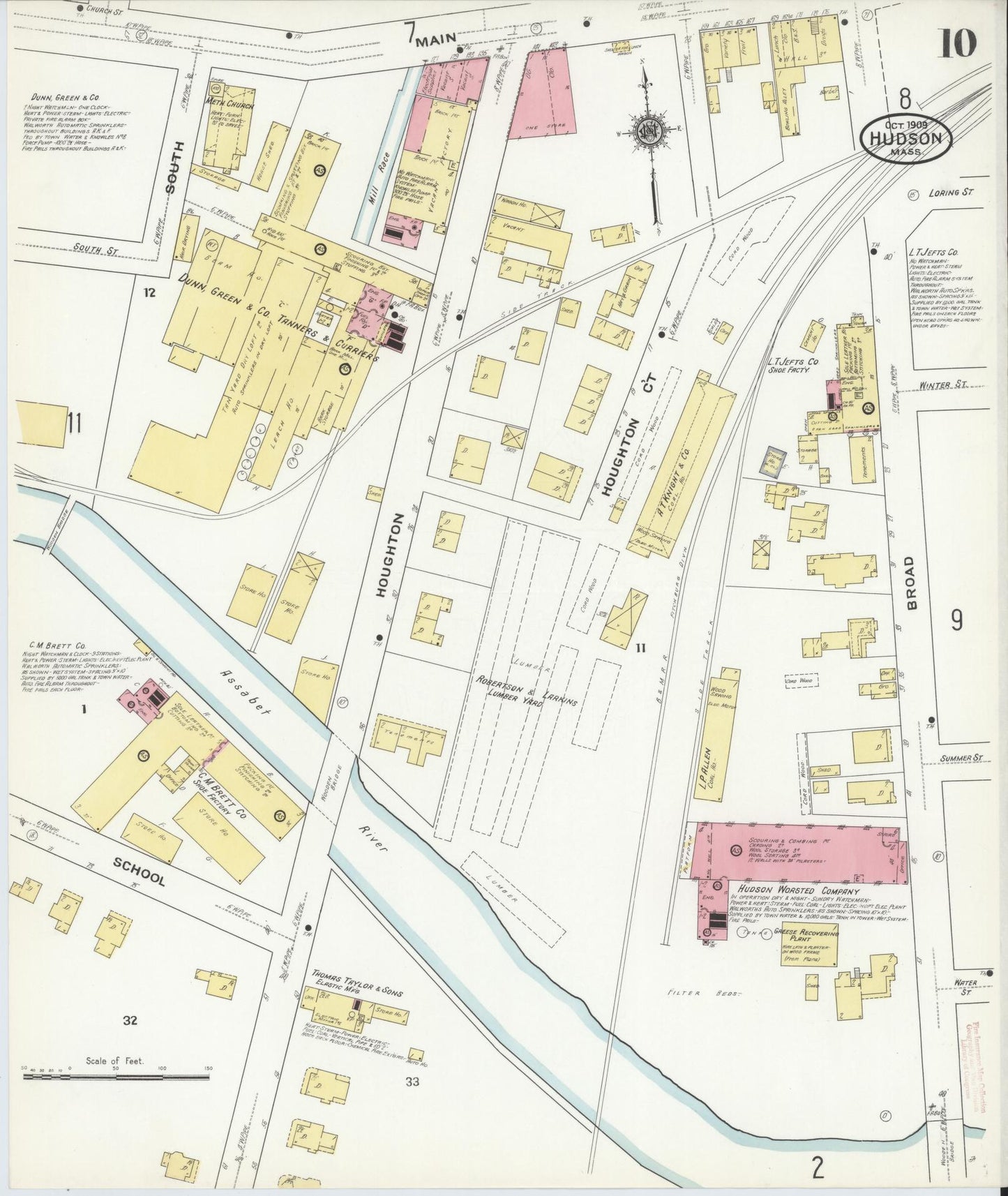 Sanborn Fire Insurance Map from Hudson, Middlesex County, Massachusetts (1909), Sheet #0010 - Complete Map Set gallery image, historic Sanborn map, vintage wall art, Massachusetts Massachusetts