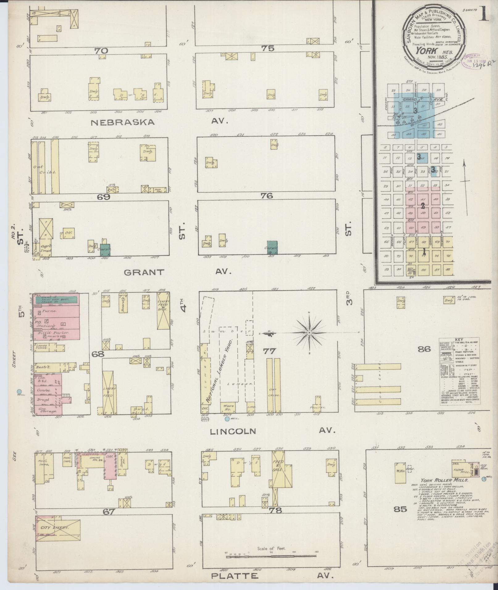 Sanborn Fire Insurance Map from York, York County, Nebraska. (1885) – Historic Sanborn Fire Insurance Map Print