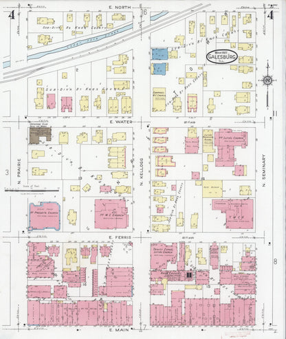 Sanborn Fire Insurance Map from Galesburg, Knox County, Illinois (1927), Sheet #0004 - Complete Map Set gallery image, historic Sanborn map, vintage wall art, Illinois Illinois